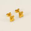 Moda Europea y Americana Sencillos y Elegantes Pendientes de Acero de Titanio Acero Inoxidable Chapado en Oro de 18K Pendientes Mini de Letras de Burbuja para Mujer