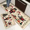 Os tapetes de chão para cozinha com tema de Natal mais vendidos da TEMU são absorventes, resistentes a manchas, resistentes a óleo e antiderrapantes. Este conjunto inclui dois tapetes e vem com etiquetagem para dropshipping