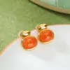 Yuebao Jewelry Plata de Ley S925 Chapado en Oro Rojo Agua Rojo Sur Moda Lujo Ligero Simples Pendientes de Cara de Huevo Pendientes Elegantes Versátiles