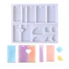 Molde de collar de espejo alto, molde de colgante, silicona para joyería con agujero, bricolaje, gota de agua, rectangular, molde de rompecabezas