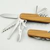 Navaja 11-abierta con Mango de Madera, Navaja Militar Multifuncional con Mango de Madera, Navaja Suiza de Acero Inoxidable de 11 Funciones, Pequeña Plegable de 11 Piezas