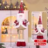Adornos Navideños Retráctiles de Muñeco de Cruzar Fronteras, Adornos de Anciano de Piernas Largas con Cuadros Rojos Navideños, Muñeco de Nieve, Reno