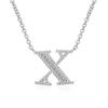 Ventas Directas de Fábrica Collar de Plata 925 26 Letras Inglesas Estilo Simple Ins con Letra Mayúscula con Incrustaciones de Diamantes Nombre Cadena Clavicular Colgante para Mujer