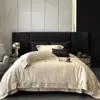 Set de Cuatro Piezas de Satén de Algodón de Fibra Larga de Lujo de Alta Gama, Funda de Edredón de Algodón Puro, Sábana Bajera, Ropa de Cama de Hotel
