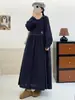 Vestido Longo Feminino Estilo Japonês Mori Girl Outono 2025 Bordado Floral Manga Longa Gola Redonda Cobrindo a Carne Emagrecimento Solto