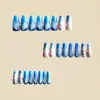 Uñas de Ballet de Longitud Media Azules Estilo Ins Europeo y Americano Populares Parches de Uñas Postizas de Venta Caliente Extraíbles 24 Piezas