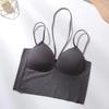 Camisola de verano de seda fina con escote en V profundo y espalda sexy de látex de una pieza con copa envolvente para el pecho para mujer