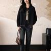 Abrigo Casual Estilo Chanel Negro para Mujer Otoño 2024 Nuevo Corto Talla Grande Top Traje de Béisbol para Mujer