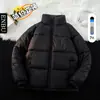 Jaqueta de Algodão Masculina Enbu de Inverno Cor Sólida Gola Alta Acolchoada Quente Tendência Moda Casaco Puffer Casual para Homens