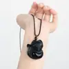 Colgante de Joyería de Zorro de Obsidiana Natural Hanjie Cristal Blanco Zorro de Nueve Colas Amor Año Zodiacal Colgante de Collar para Mujer
