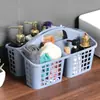 Cesta de chuveiro portátil de plástico, cesta de armazenamento de banheiro, cesta de armazenamento de banheiro com compartimentos para itens diversos, cesta de armazenamento para banho