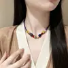 "Desierto Verde" Estilo Chino Nuevo Retro Collar de Perlas Verdes para Mujer, Cadena para Clavícula Versátil de Lujo Ligero de Nicho