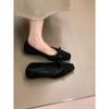 Novedad 2025 Zapatos Planos para Mujer de Punta Cuadrada con Lazo y Tacón Bajo, sin Cierre, de Boca Baja, para el Trabajo, Adecuados para Combinar con Vestidos