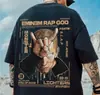 Camiseta Trendy de Dibujos Animados Estilo Hip-Hop Americano Oversized para Hombre, Corte Holgado, Talla Grande, Extra Grande, Manga Corta