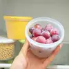 D0176 Pote Selado Doméstico Multifuncional para Cozinha Transparente de Plástico Pote de Armazenamento Redondo para Alimentos com Tampa
