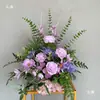 Pasillo de Flores para Boda Estilo Bosque, Rincón de Flores, Flores Colgantes, Arreglo Floral de Piso, Decoración de Fondo, Arte Floral para Boda en Césped al Aire Libre