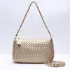 Bolsa de mão tecida à mão simples e fashion de grande capacidade transfronteiriça, bolsa de ombro/axila fashion requintada e leve