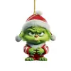 Decoración Popular Navideña Transfronteriza Grinch Bebé Colgante Decoración Árbol de Navidad Colgante Acrílico Plano Pequeño Colgante