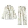 Producto Nuevo de Verano: Conjunto de Ropa de Casa de Manga Corta con Estampado Floral y Color de Contraste de Gasa de Doble Capa de Fibra de Bambú