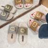 Pantuflas de Algodón Birkenstock de una Sola Tira para Mujer Ropa de Exterior Otoño e Invierno 2025 Nuevas Plataforma de Suela Gruesa Tacones Abiertos Pantuflas Cálidas de Felpa Forradas de Piel