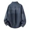 Camisa de Mezclilla Otoño Hombre Manga Larga Solapa Chaqueta Casual Otoño 2026 Nuevo Retro Azul Marca de Moda Holgada Talla Grande