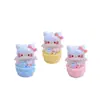 Pastel Taza Meow Tridimensional Dibujo Animado Hecho a Mano DIY Pegamento de Crema Resina Accesorios Pequeños Hebilla Creativa para Zapato con Agujero Joyería