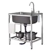 Cuba de Pia de Cozinha Espessada Feita de Aço Inoxidável 304 com Suporte Integrado, Cuba de Lavar Louça Integrada, Pia Doméstica, Cuba Única Grande
