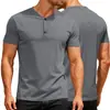 Camiseta casual deportiva de manga corta para hombre, color liso, cuello en V, transpirable, que absorbe el sudor, ligera, talla europea, de la marca TEMU