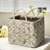 Cesta de Almacenamiento de Tela Estilo Hogareño Pastoral Coreano Transfronteriza para Ropa y Artículos Varios, Patrón Floral con Asa para Almacenamiento de Ropa Interior