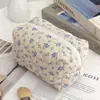 Nueva bolsa de maquillaje floral de algodón acolchada pequeña para viaje, bolsa de algodón acolchada floral pequeña de almacenamiento portátil ins