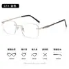 Nuevo Armazón de Gafas Sin Marco Aleación Ultraligera Gafas para Miopía Luz Azul Anti-Luz Negativa Moda Retro de Negocios para Hombres 0642-47