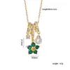 Collar Transfronterizo de Flor Retro Colorida de Cinco Pétalos con Circonita para Mujer, Diseño Exquisito, Cadena de Clavícula de Alta Gama, Colgante de Perla Versátil