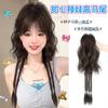 Peruca com Rabo de Cavalo Alto, Mechas Clip-In, Tranças Boxeadora, Trança Colorida Longa Estilo Cascata Semi-Presa, Peruca Clip-In