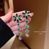 S925 Agulha de prata TikTok explosões Brincos Personalidade Feminina Dongdaemun Dongdaemun Long Tassel Brincos Vintage Pearl Brincos