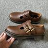 Sapatos Mary Jane Femininos Transfronteiriços MARYJANE Couro Genuíno Cano Baixo Feminino Moda Britânica Fivela Dupla Sapatos Casuais para Estudantes