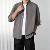 Camisa de Manga Larga Diseñada para Hombre 2025 Nueva Holgada Moderna Marca Fluida Versátil Talla Grande Camisa Top con Bolsillo en Solapa
