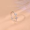 Anillo de Plata de Ley Cruz Amor para Mujer Nicho Lujo Ligero Pequeño Diamante Roto Apertura Dedo Índice Anillo Moda Personalidad