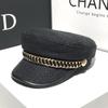 Sombrero Plano Pequeño Estilo Fragante para Mujer Gorra Cuadros Red Social Cadena Elegante con Estilo Sombrero de Pintor Negro Sombrero Octagonal Coreano