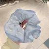 Goma para el pelo fruncida con estampado floral fresco para mujer, Suave y femenina goma para coleta, Accesorio para el pelo de tela que no daña el cabello