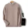 Suéter de Cachemira con Diamantes de Invierno para Hombre de Cuello Alto Medio Suéter Engrosado Suéter de Lana Tejido de Negocios para Jóvenes Camiseta Básica de Color Puro