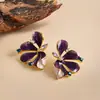 Brincos de pino com gota de óleo e flor em agulha de prata transfronteiriços europeus e americanos, brincos estilo corte vintage francês, brincos de luxo leve de alta qualidade atacado