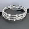 Pulsera de Perlas de Moda Europea y Americana Transfronteriza Pulsera de Cristal Pulsera de Enrollado Multicapa Pulsera de Diamantes de Garra de Tres Filas