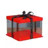 Caja para Pastel de Cumpleaños Roja Transparente Cuadrada Festiva 4 pulgadas 16 pulgadas Capa Única Doble Capa Altura Barbie Caja para Pastel al por Mayor