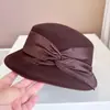 Cadena de Cuentas de Colores Francesa Lazo Escalonado Sombrero de Pescador para Mujer Otoño e Invierno Lana Australiana Sombrero de Copa Combinable Hebilla Interna Cubierta de Lámpara Sombrero