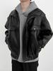 Chaqueta de Cuero para Motocicleta Estilo Retro Americano de Alta Gama para Hombres y Mujeres, Estilo Primavera y Otoño, Mono de Vuelo de Cuero PU de Tendencia de Nicho