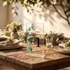 Letrero de Número de Mesa de Acrílico Simple y de Alta Gama, Número de Mesa de Planta Verde Temporada de Bodas Fresca, Letrero de Exhibición de Mesa de Fiesta de Bodas Minimalista