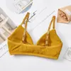 Ropa Interior de Chica de Seda de Leche Otoñal Taza Triangular Francesa sin Tirantes sin Aros Anti-Exposición Lazo Sujetador Sexy para Mujer
