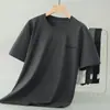 Camiseta Antibacteriana de Algodão Mercerizado de Manga Curta 7A para Homens no Verão, Camiseta de Seda Gelada com Sensação Fresca de Manga Meia-Manga Estampada com Letras, Top Branco