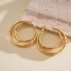 Pendientes de Aro Geométricos Metálicos de Doble Capa Europeos y Americanos, Pendientes de Nicho Transfronterizos de Gama Alta, Accesorios para Orejas de Moda y Exagerados