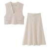 Zr Comercio Exterior Transfronterizo Ropa de Mujer Europea y Americana al por Mayor Estilo Vacacional Camiseta sin Mangas + Falda Midi Estilo Campestre Sencillo 3D